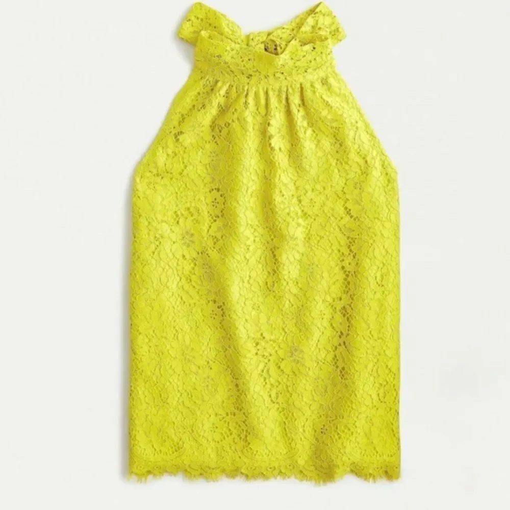 J. Crew Lace Yellow Halter Neck Blouse XXS